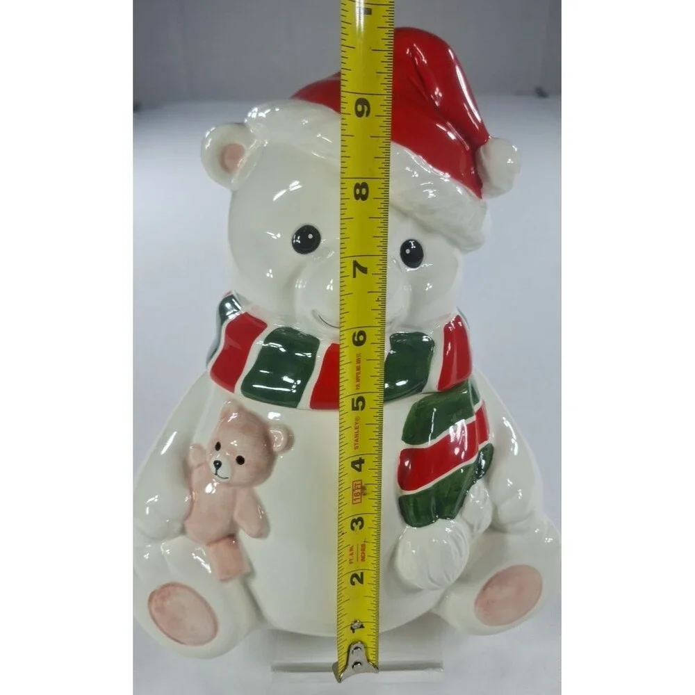 Vintage 1991 Homco Polar Bear Cookie Jar Christmas Ceramic Canister Teddy Bear